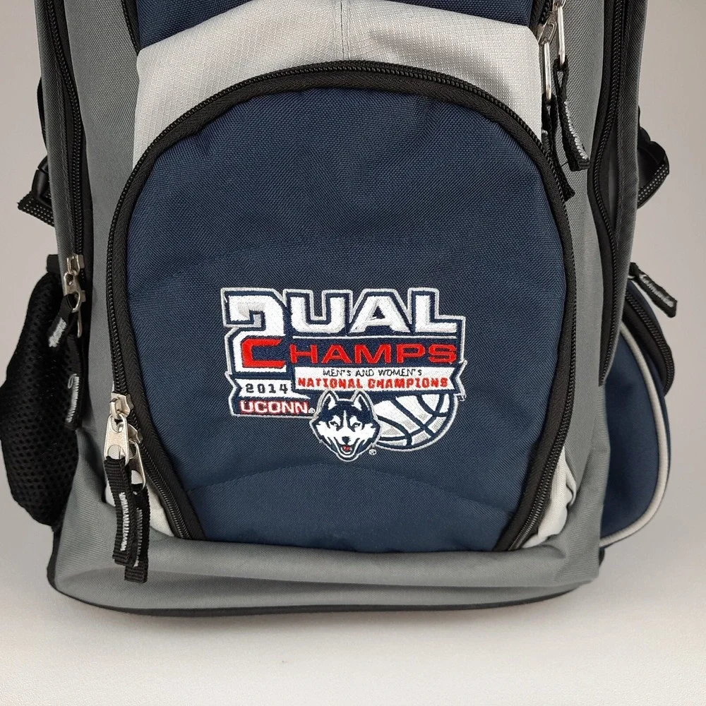 Uconn Huskies Dual NCAA Champs Basketball Coors Light Rolling Backpack Blue Grey